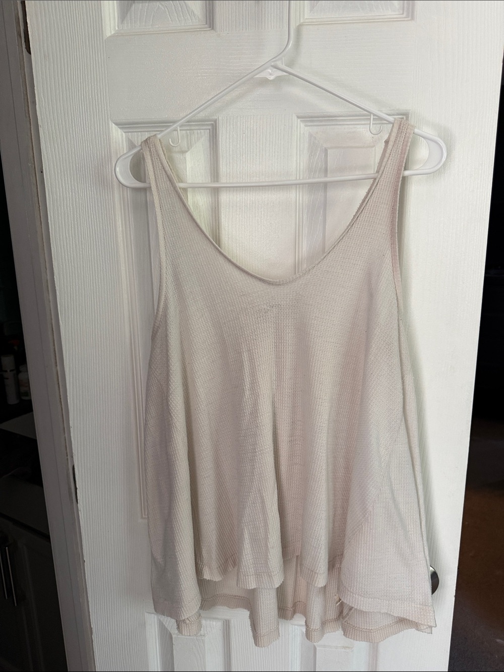 Free People Cream Layered Scoop Neck Tank